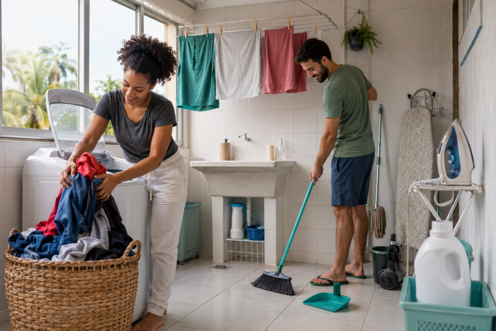 Learn Brazilian Portuguese vocabulary for laundry and cleaning, with natural phrases, examples, and key regional differences.